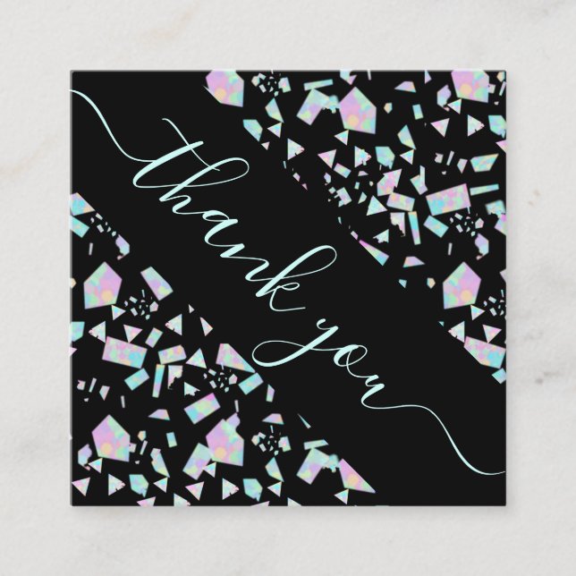 Färgfull holografisk mosaikrabatt och Tack Fyrkantigt Visitkort (Framsida)