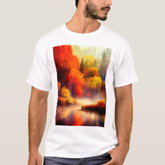 Färgfull höst liggande vattenfärg 5 Klassiskt T-S T Shirt