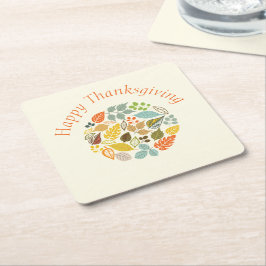 Färgfull Höst löv Happy thanksgiving Underlägg Papper Kvadrat