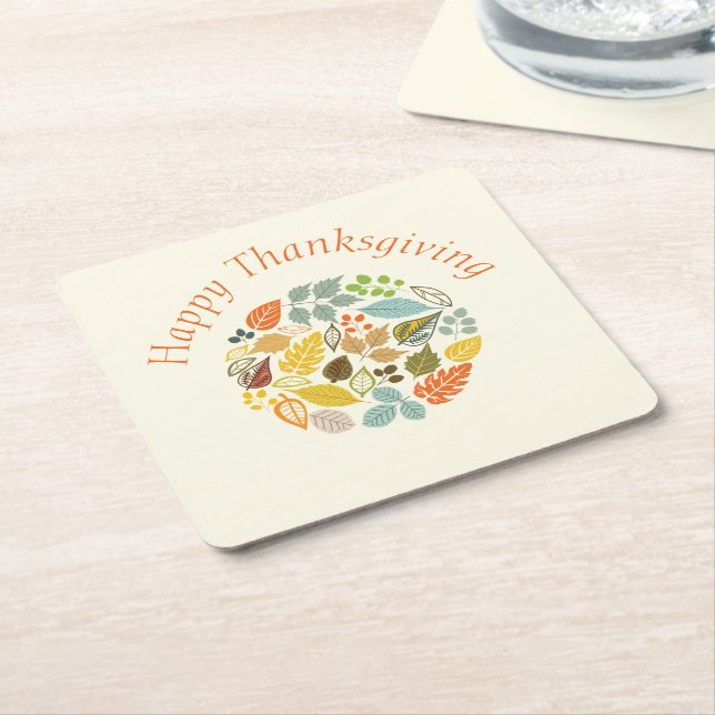 Färgfull Höst löv Happy thanksgiving Underlägg Papper Kvadrat (Vinklad)