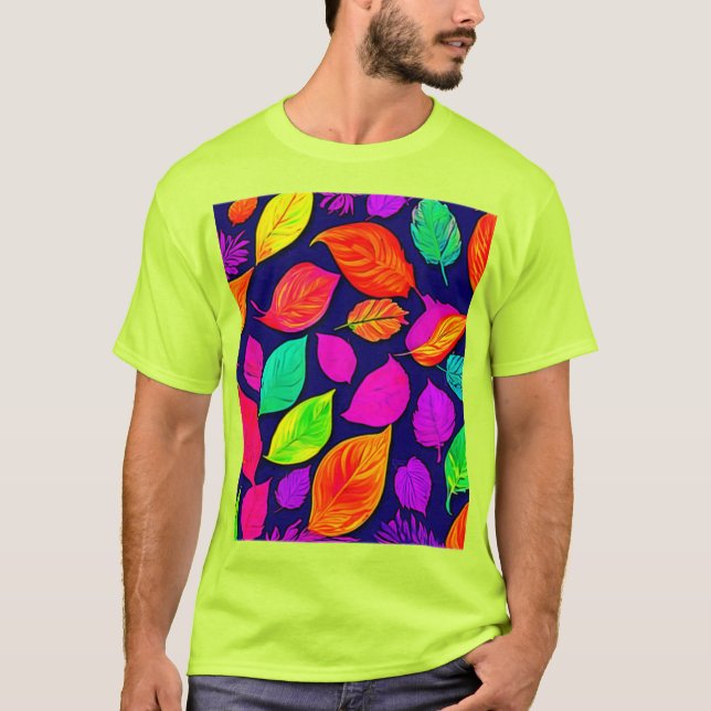 Färgfull höst löv teckning t shirt (Framsida)