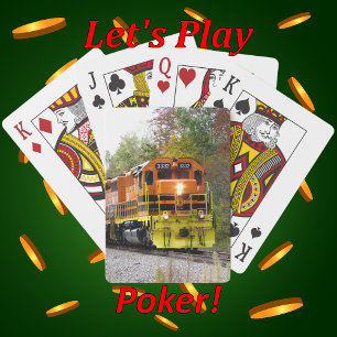 Färgfull höstblomma Diesel Locomotive Tåg Casinokort