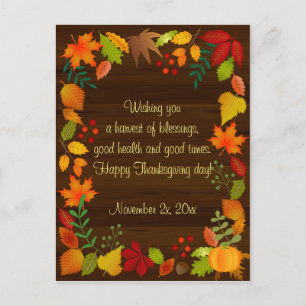 Färgfull höstblomma för Thanksgiving Inbjudan Vykort