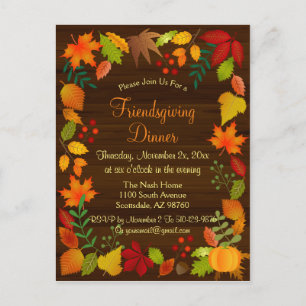 Färgfull höstblomma för Thanksgiving Inbjudan Vykort