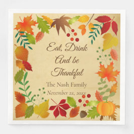 Färgfull höstblomma för Thanksgiving Pappersservett