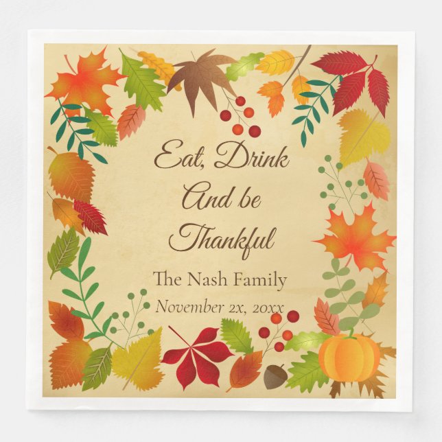 Färgfull höstblomma för Thanksgiving Pappersservett (Framsida)