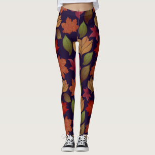 Färgfull höstfälla löv leggings