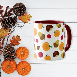 Färgfull höstfällning Pumpkin Berries Mönster Mugg