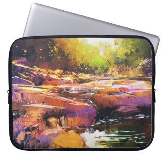Färgfull höstflod, landskapsmålning. laptop fodral