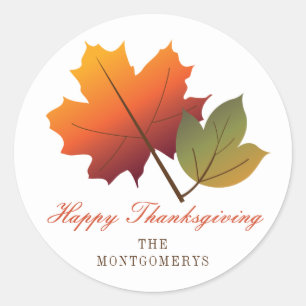 Färgfull höstkolv Löv Happy thanksgiving Runt Klistermärke