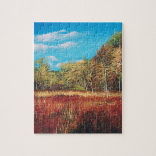 Färgfull höstlig stående landskap Jigszle Puzzle Pussel