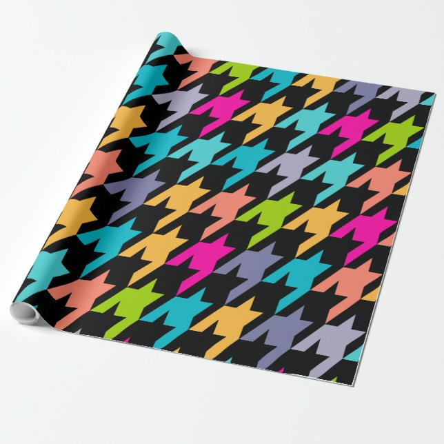 Färgfull houndstooth Sömlös Mönster 2 Wrapping P Presentpapper (Utrullad)