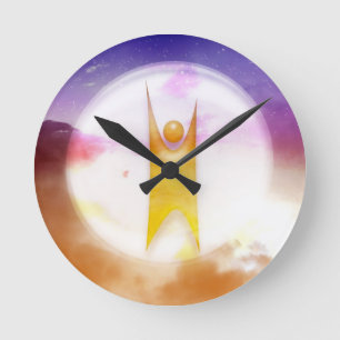 Färgfull humanistisk symbol rund klocka