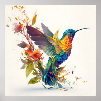 Färgfull Humminbird Poster