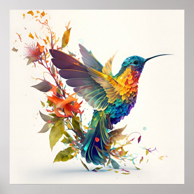 Färgfull Humminbird Poster (Framsidan)