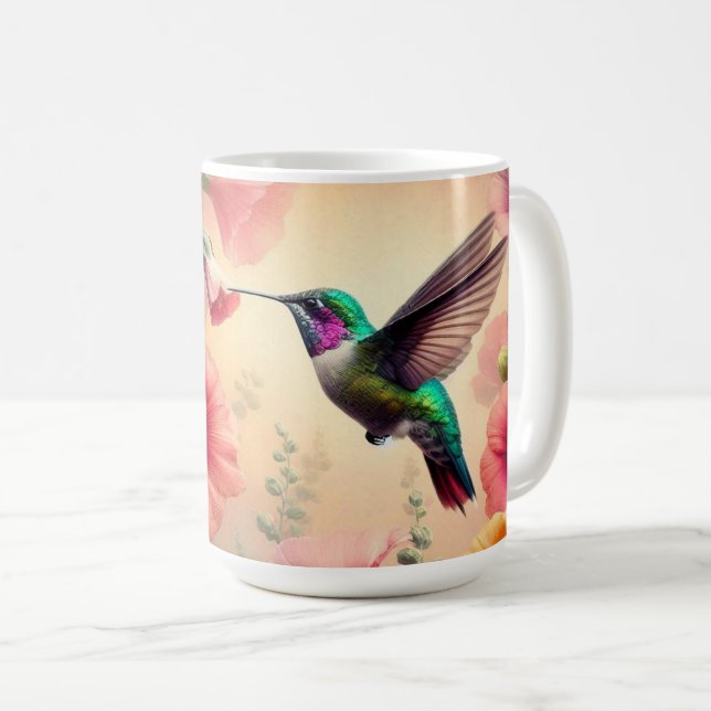 Färgfull Hummingbird-utskrift med Blommigtens utfo Kaffemugg (Framsida höger)
