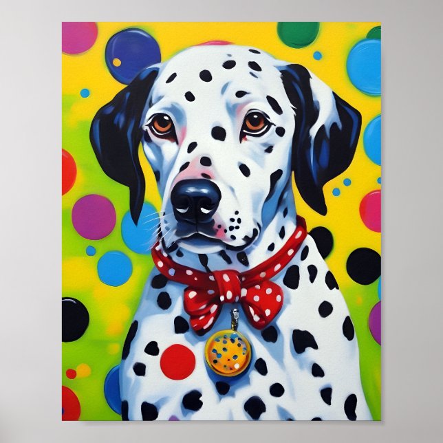 Färgfull Hund Dalmatian Poster (Framsidan)