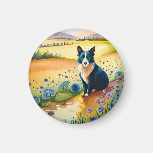 Färgfull hund nära varandra magnet