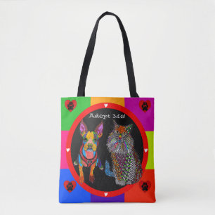 Färgfull Hund- och Cat Pet Adoption Tote Bag Tygkasse