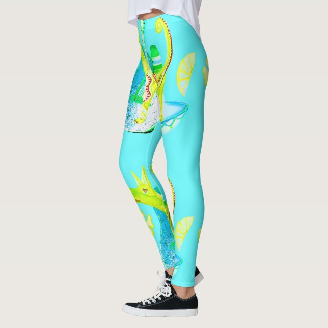 Färgfull Hund och mexikanska Fiesta Mönster Leggings (Vänster)