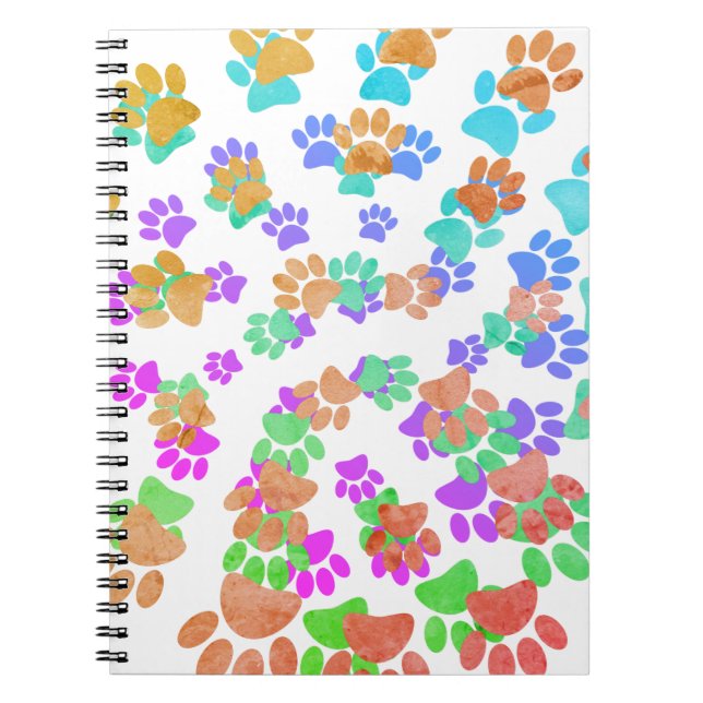Färgfull Hund Pawprint från Spiral Anteckningsbok (Framsidan)