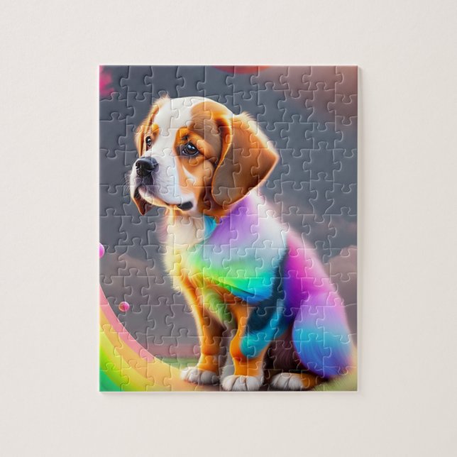 Färgfull Hund Pussel (Vertikal)