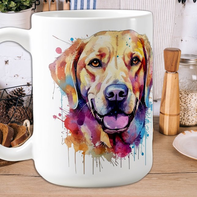 Färgfull Hund Retro Pop Art Labrador Retriever Kaffemugg (Skapare uppladdad)