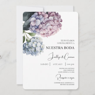Färgfull Hydrangea Spanska bröllopsinbjudan Inbjudningar