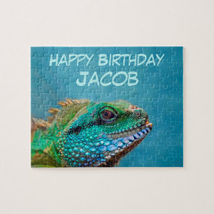 Färgfull Iguana Birthday Pussel