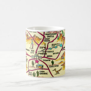 Färgfull Illustrated Arizona Karta Mugg