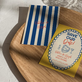 Färgfull Illustrated Hand plockade Quirky Bröllop Spara Datumet