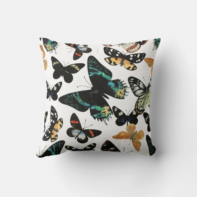 Färgfull Illustrated Mönster Butterfly Square Kudde (Baksida)