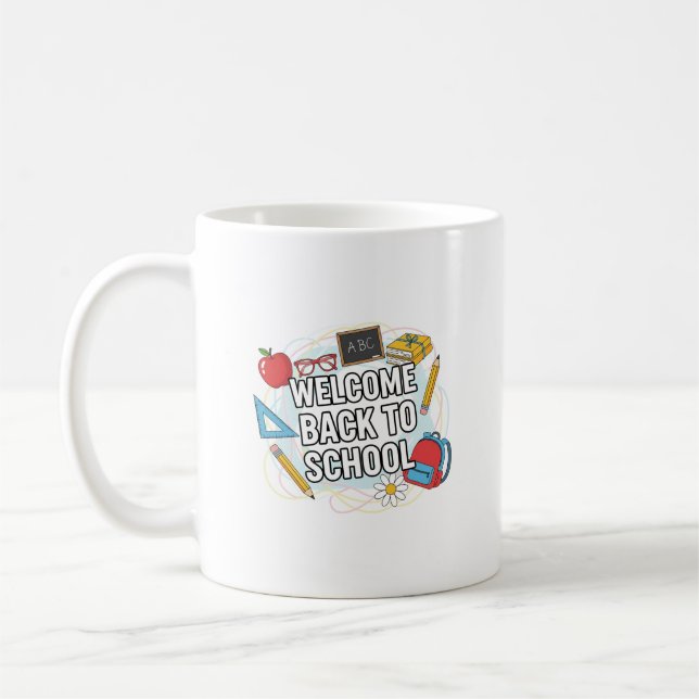 Färgfull illustration av Back to school Kaffemugg (Vänster)