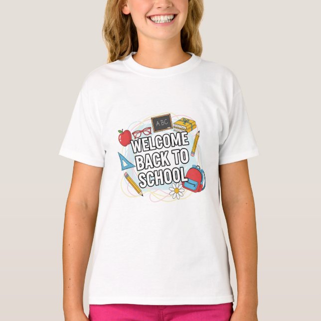 Färgfull illustration av Back to school T Shirt (Framsida)