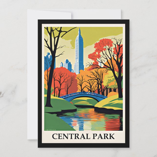 Färgfull illustration av Central Park Anteckningskort (Framsida)