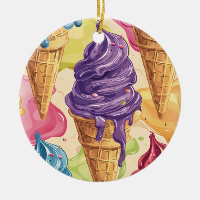 Färgfull illustration av glassen julgransprydnad keramik (Framsidan)