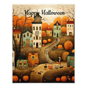 Färgfull illustration av happy halloween fototryck