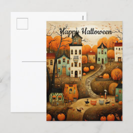 Färgfull illustration av happy halloween helg vykort