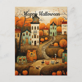 Färgfull illustration av happy halloween helg vykort