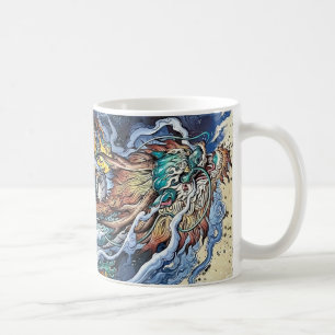 Färgfull illustration av kinesisk mytisk drake kaffemugg