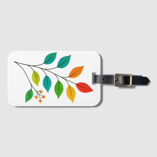 Färgfull illustration av Löv Gren Bagagebricka (Framsida horisontal)