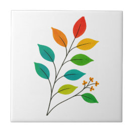 Färgfull illustration av Löv Gren Kakelplatta