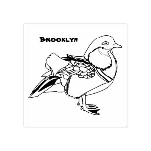 Färgfull illustration av mandarin anka stämpel