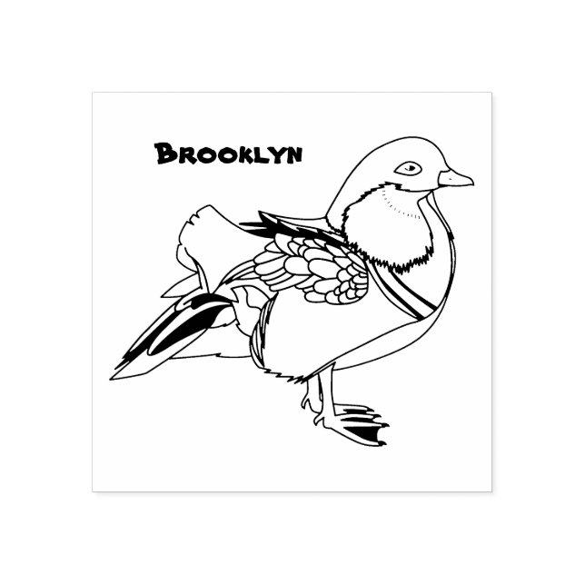 Färgfull illustration av mandarin anka stämpel (Tryck)