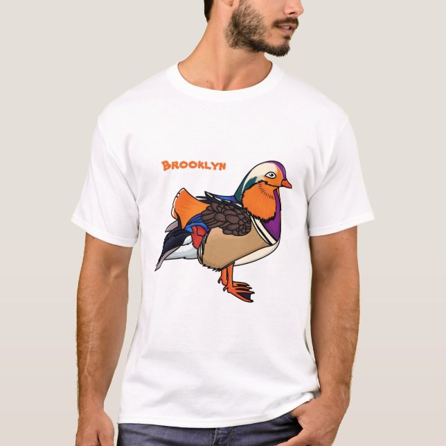 Färgfull illustration av mandarin anka t shirt (Framsida)