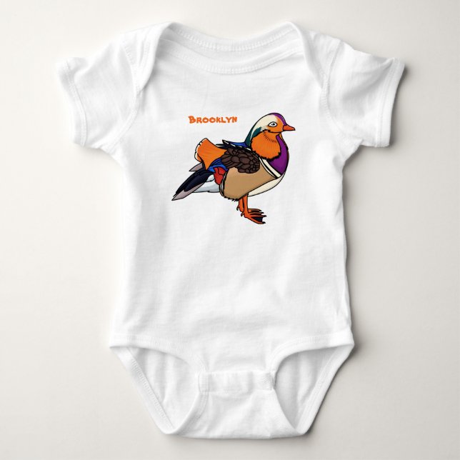 Färgfull illustration av mandarin anka t shirt (Framsida)