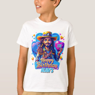 Färgfull illustration av Pirat födelsedag för barn T Shirt