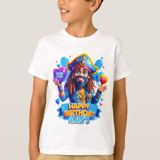 Färgfull illustration av Pirat födelsedag för barn T Shirt