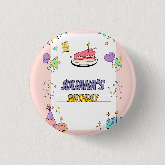 Färgfull illustrativ Födelsedagsfest Knapp (Framsida)