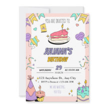 Färgfull Illustrative Födelsedagsfest inbjudan